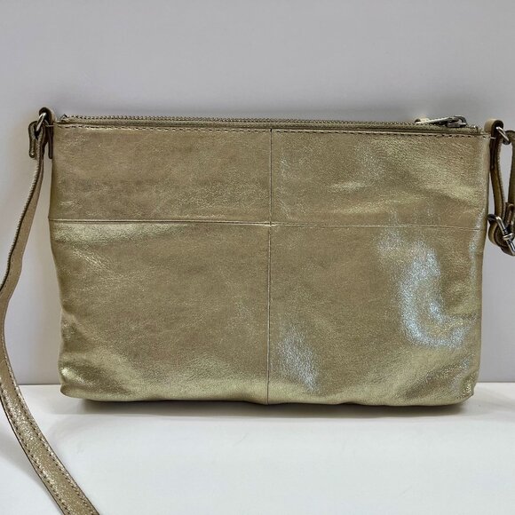 Fossil Gold Metallic Soft Zip Leather Crossbody - EUC - Picture 7 of 12